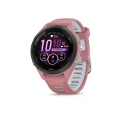 Garmin - Forerunner 265s ceas multisport cu GPS AMOLED - Ramă neagră cu carcasă roz deschis şi curea din silicon roz deschis/gri pudră