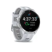 Garmin - Forerunner 965 ceas multisport cu GPS AMOLED - Ramă din titan cu carcasă Whitestone şi curea din silicon Whitestone/gri pudră