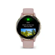 Garmin - Venu 3s smartwatch cu GPS și AMOLED - ramă din oţel inoxidabil Soft Gold cu carcasă Dust Rose şi curea din silicon