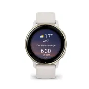Garmin - Vivoactive 5 smartwatch cu GPS și AMOLED - ramă Cream Gold - carcasă Ivory  şi bratara din silicon