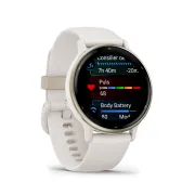 Garmin - Vivoactive 5 smartwatch cu GPS și AMOLED - ramă Cream Gold - carcasă Ivory  şi bratara din silicon