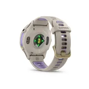 Garmin Forerunner 970 - ceas multisport cu GPS si AMOLED - crem Soft Gold Titanium with French Gray Case and French Gray | Translucent Indigo Band