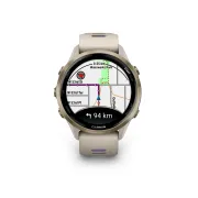 Garmin Forerunner 970 - ceas multisport cu GPS si AMOLED - crem Soft Gold Titanium with French Gray Case and French Gray | Translucent Indigo Band