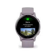 Garmin - Vivoactive 5 smartwatch cu GPS și AMOLED - ramă mov orchid din aluminiu - carcasă mov şi bratara din silicon