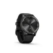 Garmin - vivomove Trend - Ramă Neagra din oţel inoxidabil - carcasa neagra - bratara silicon neagra