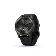 Garmin - vivomove Trend - Ramă Neagra din oţel inoxidabil - carcasa neagra - bratara silicon neagra