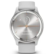 Garmin - vivomove Trend - Ramă Silver din oţel inoxidabil - carcasă Mist Grey - curea din silicon
