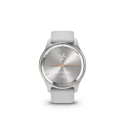 Garmin - vivomove Trend - Ramă Silver din oţel inoxidabil - carcasă Mist Grey - curea din silicon
