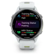 Garmin Forerunner 970 - ceas multisport cu GPS si AMOLED - alb Titanium with Whitestone Case and Whitestone | Translucent Amp Yellow Band