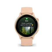 Garmin - vivoactive 6 smartwatch cu GPS și AMOLED - ramă și carcasă roz Metallic Pink Dawn - bratara din silicon roz Pink Dawn