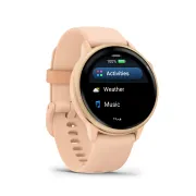 Garmin - vivoactive 6 smartwatch cu GPS și AMOLED - ramă și carcasă roz Metallic Pink Dawn - bratara din silicon roz Pink Dawn