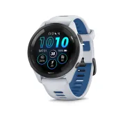 Garmin - Forerunner 265 ceas multisport cu GPS AMOLED - Ramă neagră cu carcasă Whitestone şi curea din silicon Whitestone/Tidal Blue