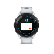 Garmin - Forerunner 265 ceas multisport cu GPS AMOLED - Ramă neagră cu carcasă Whitestone şi curea din silicon Whitestone/Tidal Blue
