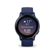 Garmin - Vivoactive 5 smartwatch cu GPS și AMOLED - ramă Metallic Navy din aluminiu - carcasă Navy şi bratara din silicon