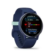 Garmin - Vivoactive 5 smartwatch cu GPS și AMOLED - ramă Metallic Navy din aluminiu - carcasă Navy şi bratara din silicon