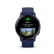 Garmin - Vivoactive 5 smartwatch cu GPS și AMOLED - ramă Metallic Navy din aluminiu - carcasă Navy şi bratara din silicon