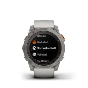 Garmin - fenix 7x Pro Sapphire Solar smartwatch premium cu incarcare solara 51mm - ramă din titanium si curea din silicon gri|portocaliu