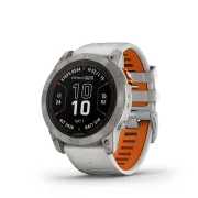 Garmin - fenix 7x Pro Sapphire Solar smartwatch premium cu incarcare solara 51mm - ramă din titanium si curea din silicon gri|portocaliu