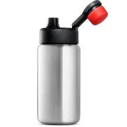 Woom - set suport bidon bicicleta copii si bidon metalic Glug - gri argintiu negru