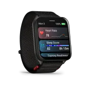 Garmin - Venu X1 - smartwatch cu GPS și AMOLED - Negru cu spate din titan argintiu și curea din nailon ComfortFit neagră