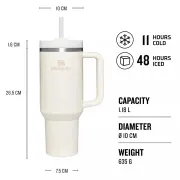 Stanley - termos tip sticla cu pai - Quencher H2.0 Tumbler - Bej - 1.18L