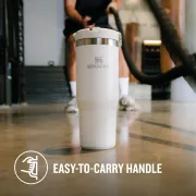 Stanley - termos tip sticla cu pai - Flip Straw Tumbler - alb polar - 890 ml