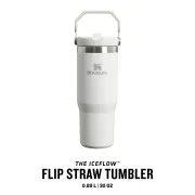 Stanley - termos tip sticla cu pai - Flip Straw Tumbler - alb polar - 890 ml