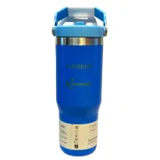 Stanley - termos tip sticla cu pai - Flip Straw Tumbler - albastru intens azur - 890 ml - Personalizat Trisport - Garmin