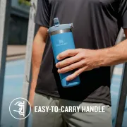 Stanley - termos tip sticla cu pai - Flip Straw Tumbler - albastru intens azur - 890 ml - Personalizat Trisport - Garmin