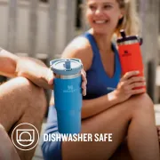 Stanley - termos tip sticla cu pai - Flip Straw Tumbler - albastru intens azur - 890 ml - Personalizat Trisport - Garmin