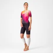 Castelli - costum triatlon cu maneca scurta - Free Sanremo 3 W Suit Short Sleeve - negru | portocaliu vivid