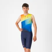 Castelli - costum triatlon fara maneci - Free Sanremo 3 Suit Sleeveless - albastru belgian | portocaliu