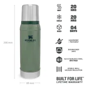 Stanley - termos clasic cu maner The Legendary Classic Bottle - verde Hammertone - 750 ml