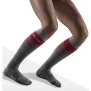 CEP - Sosete ski thermo lungi pentru femei Ski Thermo Merino Socks - gri rosu inchis