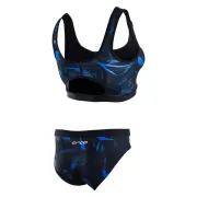 Orca - Costum de baie doua piese pentru Femei Bra &amp; Bikini - print albastru negru