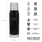 Stanley - termos clasic cu maner The Legendary Classic Bottle -negru mat piatra - 750 ml