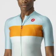 Castelli - tricou ciclism pentru femei, maneca scurta Aero Pro jersey - albastru deschis bleu portocaliu