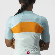 Castelli - tricou ciclism pentru femei, maneca scurta Aero Pro jersey - albastru deschis bleu portocaliu