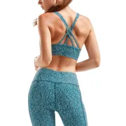 2XU - Bustiera sport pentru femei - XVENT Strappy Back Crop Rain Spot - albastru ocean