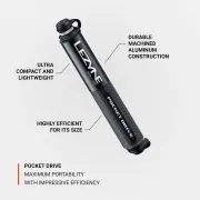 Lezyne - mini pompa - Hand Pump CNC Pocket Drive - 160 psi | 11 bar - gri