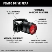 Lezyne - Femto - Lumina spate - 7 lumeni - negru