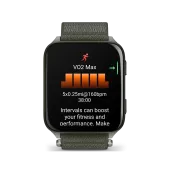 Garmin - Venu X1 - smartwatch cu GPS și AMOLED - Moss cu spate din titan argintiu și curea din nailon ComfortFit Moss