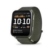 Garmin - Venu X1 - smartwatch cu GPS și AMOLED - Moss cu spate din titan argintiu și curea din nailon ComfortFit Moss