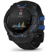 Garmin INSTINCT 3 - 50 mm AMOLED - Whitestone cu curea neagră / albastru intens - smartwatch robust cu GPS