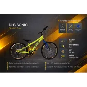 Bicicleta Copii DHS Sonic - 20 inch, Galben-Albastru