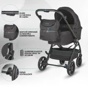 Carucior modular 2in1 Coccolle Serry Jet black+ Scoica auto iSize Coccolle Knox Black