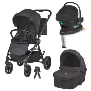 Carucior modular 4in1 Coccolle Serry Jet black cu Scoica auto iSize Coccolle Knox Black si Baza isofix iSize Coccolle Knox