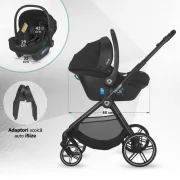 Carucior modular 4in1 Coccolle Serry Jet black cu Scoica auto iSize Coccolle Knox Black si Baza isofix iSize Coccolle Knox