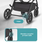 Carucior modular 4in1 Coccolle Serry Jet black cu Scoica auto iSize Coccolle Knox Black si Baza isofix iSize Coccolle Knox