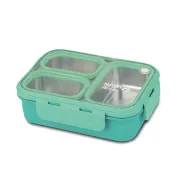 Recipient dreptunghiular pentru alimente Bento din oțel inoxidabil "We Care", turcoaz 800ml